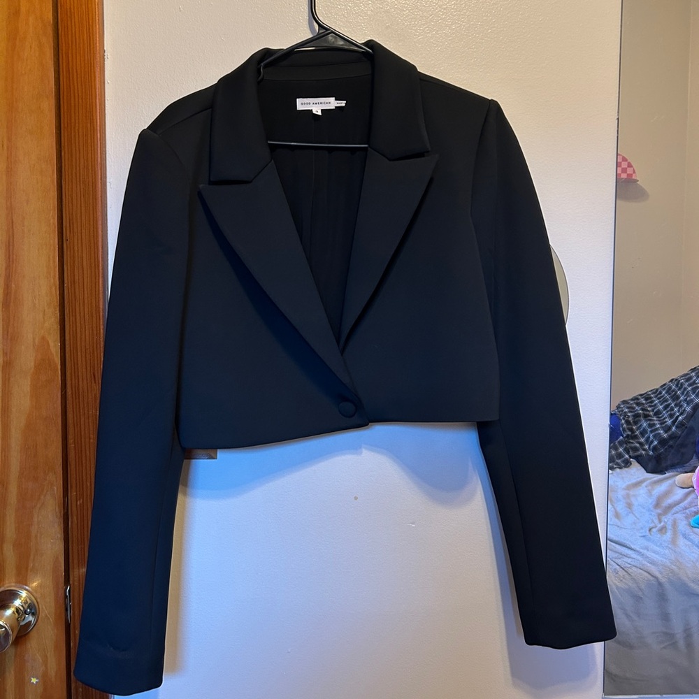 Good American Women's Black Cropped Blazer